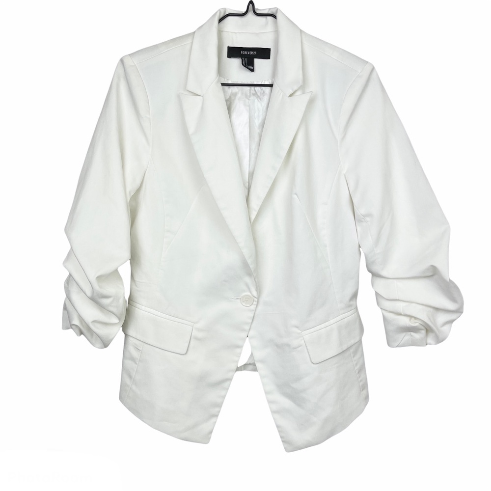 Off-White 3/4 Ruched Sleeve Blazer